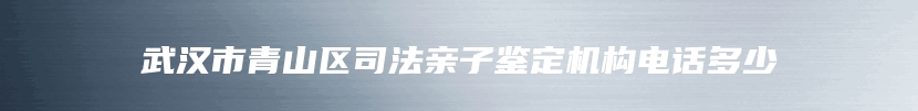 武汉市青山区司法亲子鉴定机构电话多少