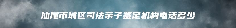 汕尾市城区司法亲子鉴定机构电话多少