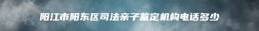 阳江市阳东区司法亲子鉴定机构电话多少