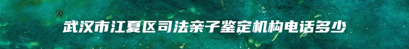 武汉市江夏区司法亲子鉴定机构电话多少