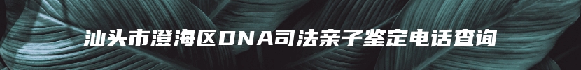 汕头市澄海区DNA司法亲子鉴定电话查询