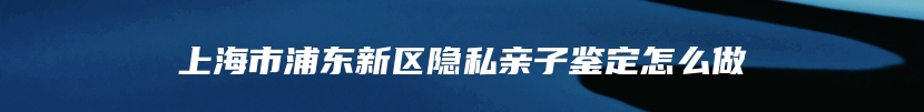 上海市浦东新区隐私亲子鉴定怎么做