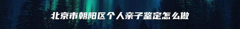 北京市朝阳区个人亲子鉴定怎么做