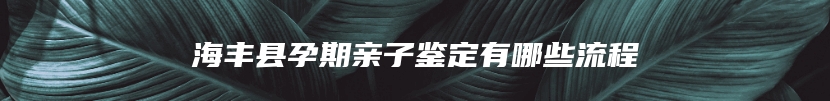 海丰县孕期亲子鉴定有哪些流程