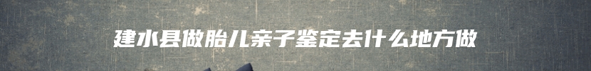 建水县做胎儿亲子鉴定去什么地方做