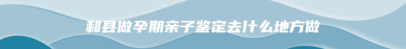 和县做孕期亲子鉴定去什么地方做