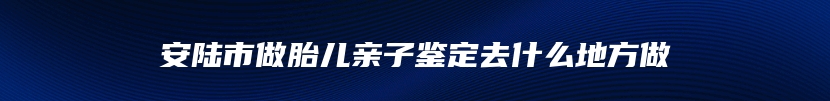 安陆市做胎儿亲子鉴定去什么地方做