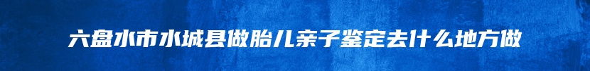 六盘水市水城县做胎儿亲子鉴定去什么地方做