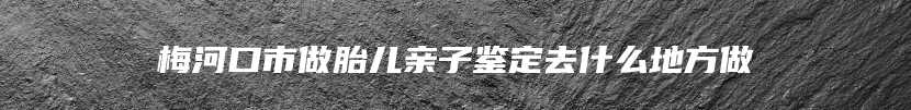 梅河口市做胎儿亲子鉴定去什么地方做