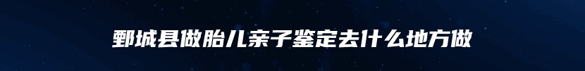 鄄城县做胎儿亲子鉴定去什么地方做