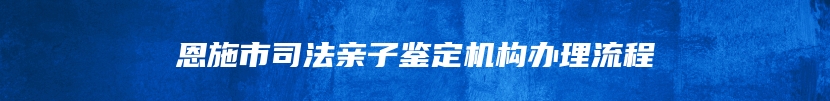 恩施市司法亲子鉴定机构办理流程