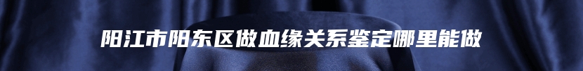 阳江市阳东区做血缘关系鉴定哪里能做