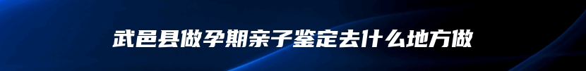 武邑县做孕期亲子鉴定去什么地方做