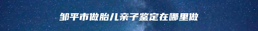 邹平市做胎儿亲子鉴定在哪里做