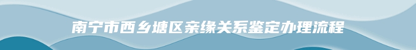 南宁市西乡塘区亲缘关系鉴定办理流程