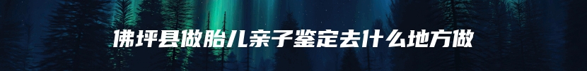 佛坪县做胎儿亲子鉴定去什么地方做