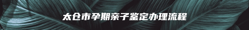 太仓市孕期亲子鉴定办理流程