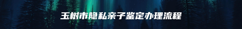 玉树市隐私亲子鉴定办理流程