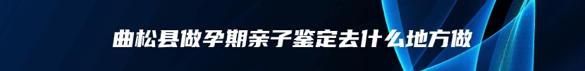 曲松县做孕期亲子鉴定去什么地方做