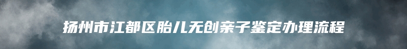扬州市江都区胎儿无创亲子鉴定办理流程