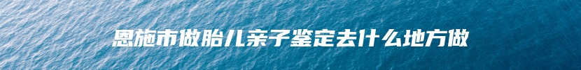 恩施市做胎儿亲子鉴定去什么地方做