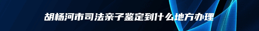 胡杨河市司法亲子鉴定到什么地方办理