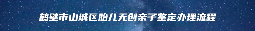 鹤壁市山城区胎儿无创亲子鉴定办理流程