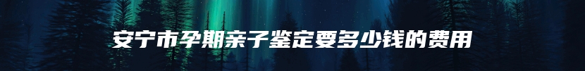 安宁市孕期亲子鉴定要多少钱的费用