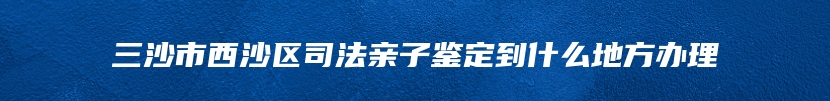 三沙市西沙区司法亲子鉴定到什么地方办理