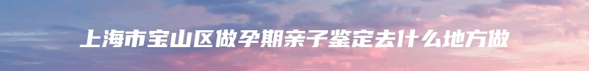 上海市宝山区做孕期亲子鉴定去什么地方做