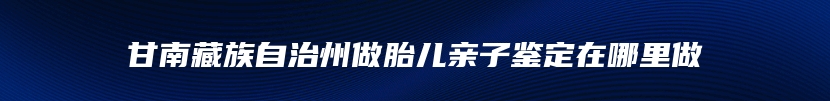 甘南藏族自治州做胎儿亲子鉴定在哪里做