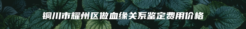 铜川市耀州区做血缘关系鉴定费用价格