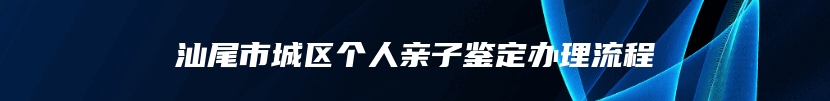 汕尾市城区个人亲子鉴定办理流程