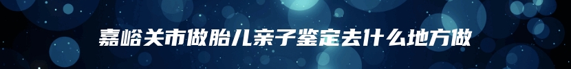 嘉峪关市做胎儿亲子鉴定去什么地方做