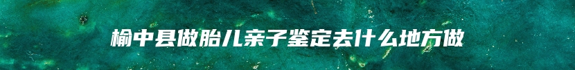 榆中县做胎儿亲子鉴定去什么地方做