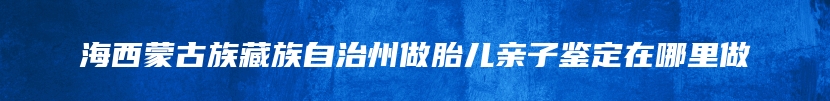 海西蒙古族藏族自治州做胎儿亲子鉴定在哪里做