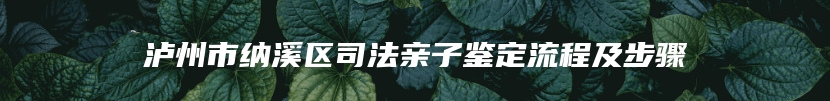 泸州市纳溪区司法亲子鉴定流程及步骤