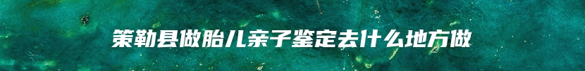 策勒县做胎儿亲子鉴定去什么地方做