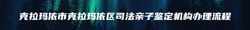 克拉玛依市克拉玛依区司法亲子鉴定机构办理流程