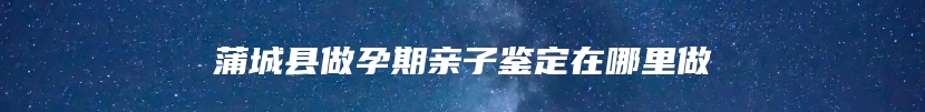 蒲城县做孕期亲子鉴定在哪里做