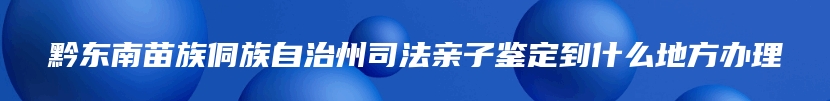 黔东南苗族侗族自治州司法亲子鉴定到什么地方办理