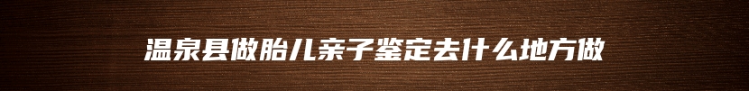 温泉县做胎儿亲子鉴定去什么地方做