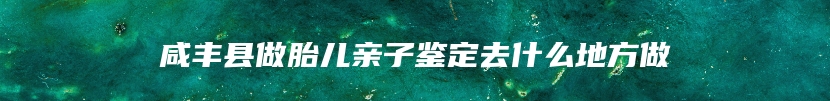 咸丰县做胎儿亲子鉴定去什么地方做