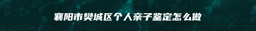 襄阳市樊城区个人亲子鉴定怎么做