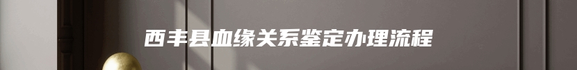 西丰县血缘关系鉴定办理流程