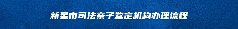 新星市司法亲子鉴定机构办理流程