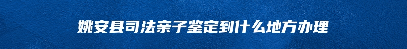 姚安县司法亲子鉴定到什么地方办理