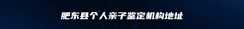 肥东县个人亲子鉴定机构地址