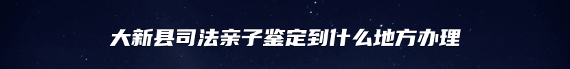 大新县司法亲子鉴定到什么地方办理