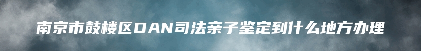 南京市鼓楼区DAN司法亲子鉴定到什么地方办理